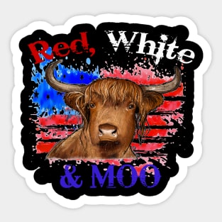 Highland Cow Red White & Moo Sticker